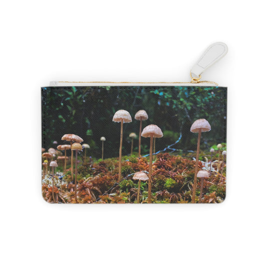 Milford Mushrooms Mini Clutch Bag | Cute Eco-Friendly Makeup Pouch, Handmade Gift, Nature Lover Accessory, Mushroom Art, Boho Style