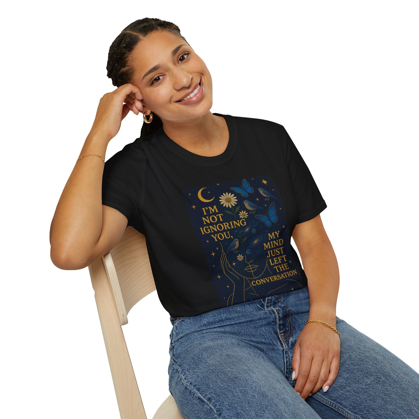 Nighttime Mind Escape T-Shirt | I'm Not Ignoring You, Conversation Starter Tee, Trendy Gift for Her, Relaxed Vibes, Astrology Lovers