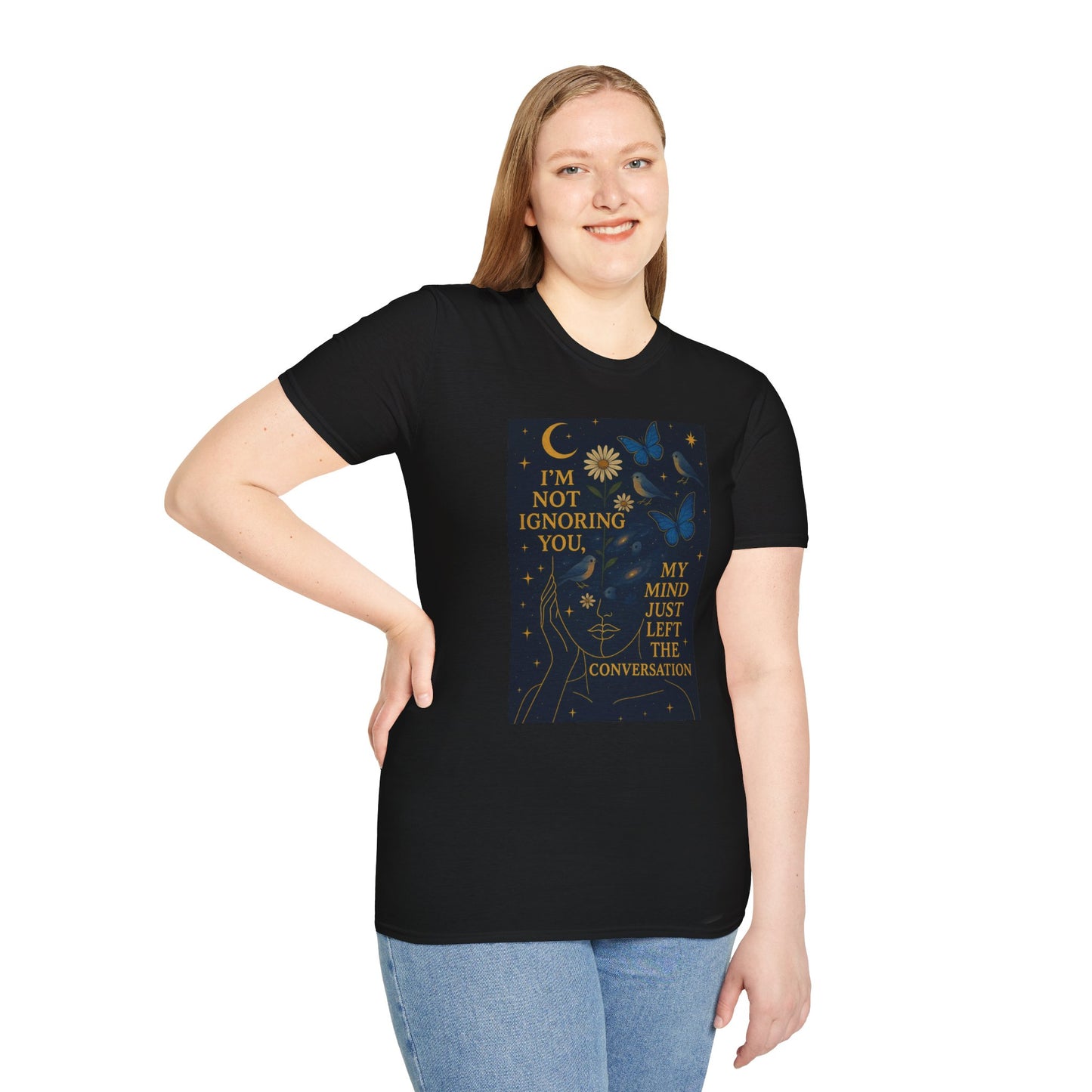 Nighttime Mind Escape T-Shirt | I'm Not Ignoring You, Conversation Starter Tee, Trendy Gift for Her, Relaxed Vibes, Astrology Lovers