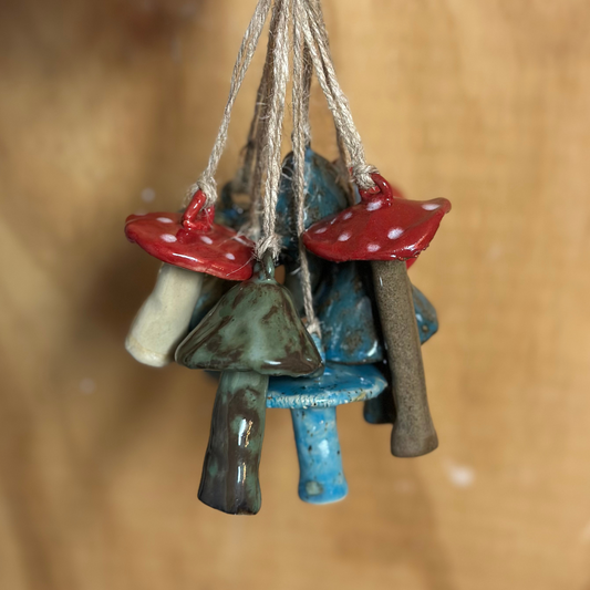 Handmade Ceramic Mushroom Ornaments